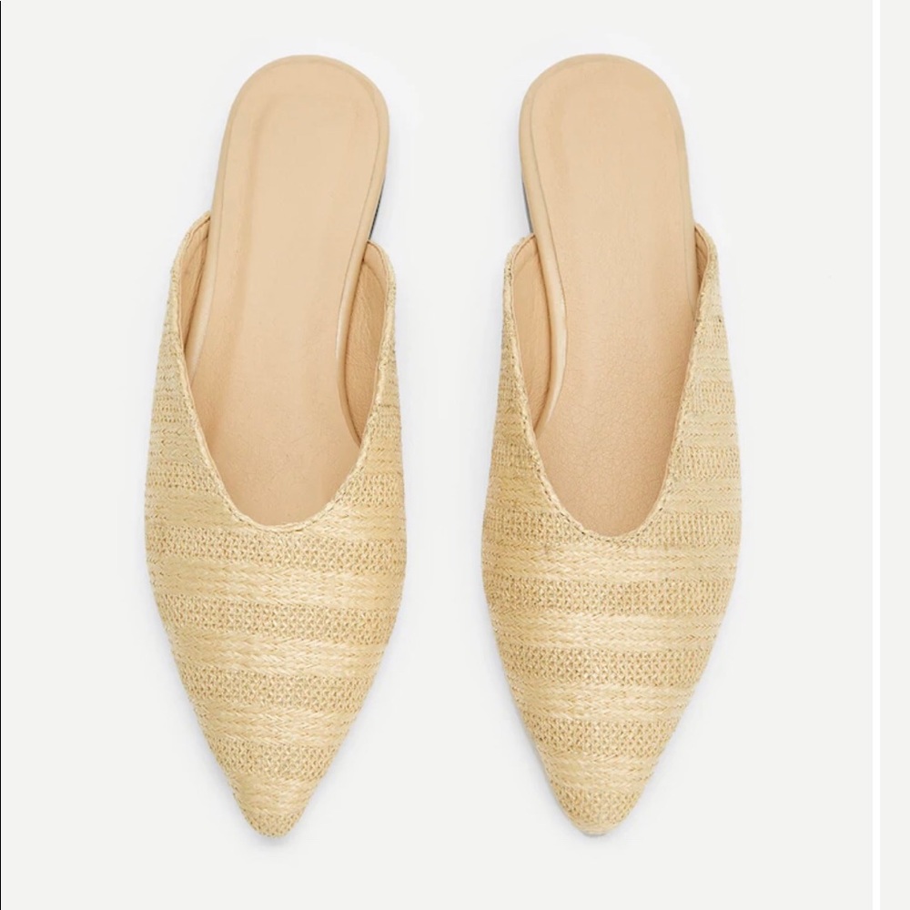 🌞 Straw Pointy Mules - Tan 🌞